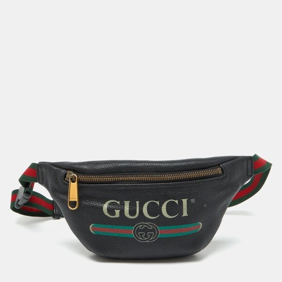 Gucci Black Leather Vintage Logo Web Belt Bag 798-050225 - Picture 1 of 9